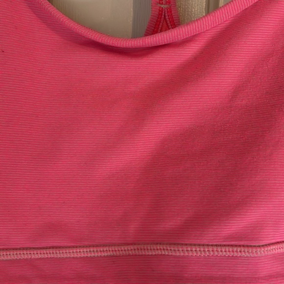 Lululemon | Pink Striped Coolmax Flow Y Bra IV Size 10 Yoga Workout Activewear - Picture 3 of 5
